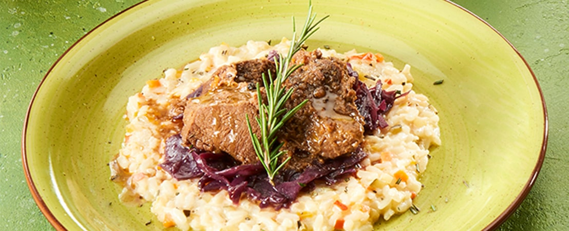 Capriolo con basmati allo zafferano e broccoli