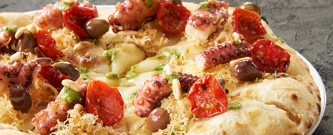 Pizza gourmet con polpo alla piastra