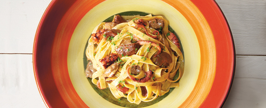 Fettuccine con Gran Boletus e Polpo