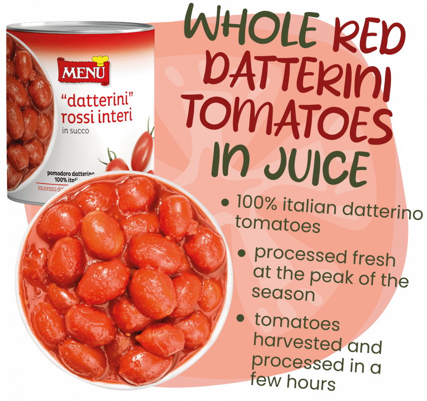 New whole Red Datterini Tomatoes In Juice