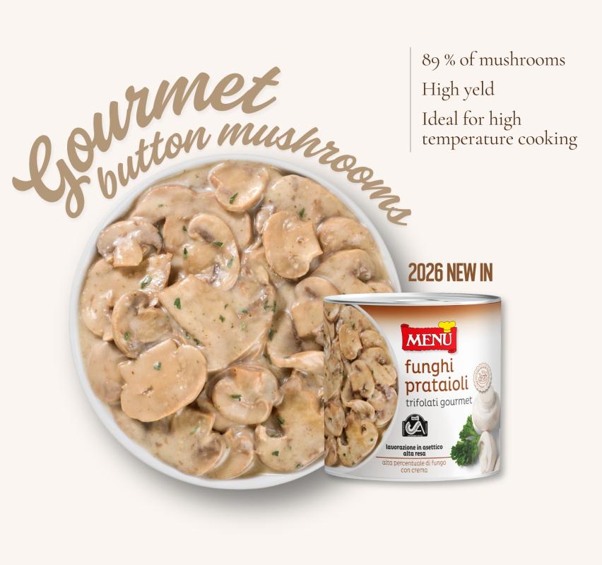 Gourmet button mushrooms sautéed in oil, garlic and parsley