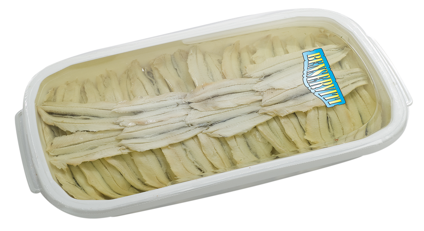 Filetti di alici marinate - Marinated anchovy fillets Tub 1000 g