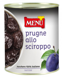 Prugne allo sciroppo (Prunes in syrup) Tin 880 g nt. wt.  (drained 600 g)