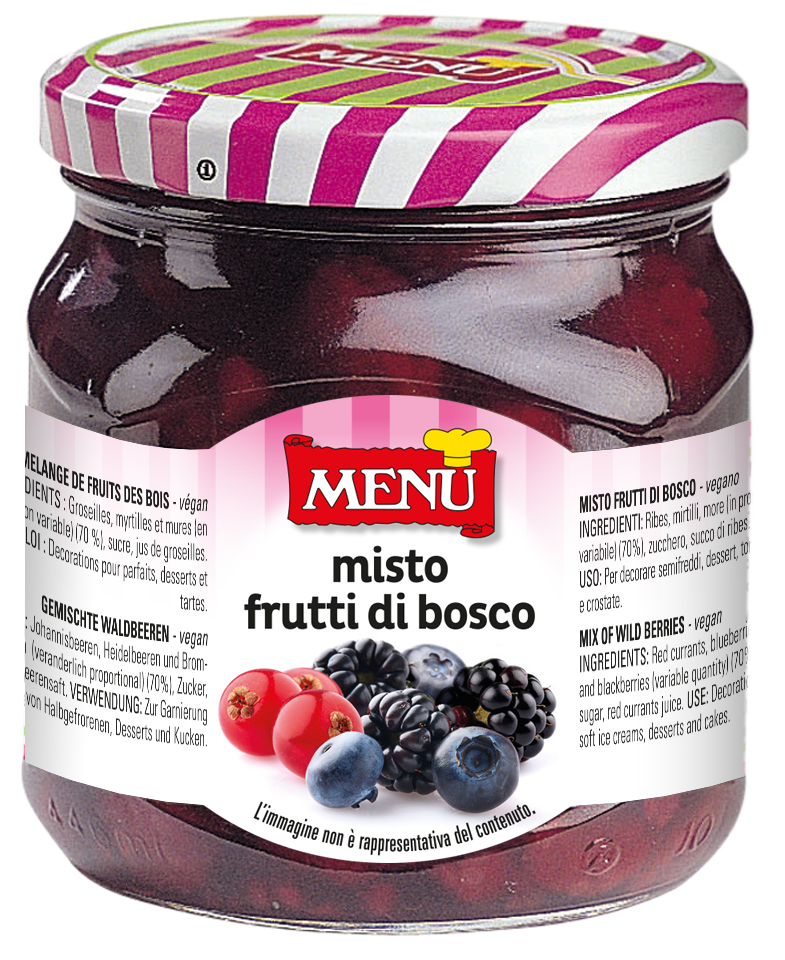 Misto frutti di bosco - Mixed wild berries Glass jar 420 g nt. wt.
