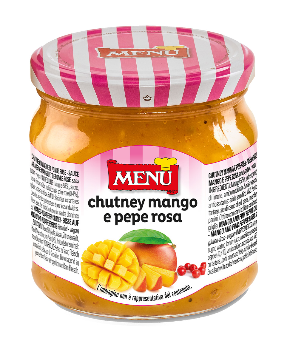 Chutney Mango e Pepe rosa - Mango and Pink Pepper Chutney Glass jar 430 g nt. wt.