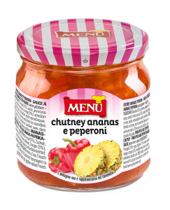 Chutney Ananas e Peperoni (Pineapple and Sweet Pepper Chutney) Glass jar 430 g nt. wt.