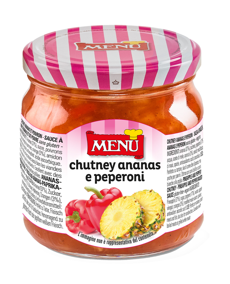 Chutney Ananas e Peperoni - Pineapple and Sweet Pepper Chutney Glass jar 430 g nt. wt.