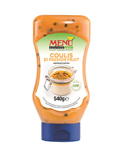 Coulis di Passion Fruit (Maracuja-Coulis) Top-Down-Flasche, Nettogewicht 540 g