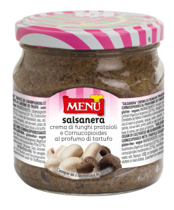 Salsanera al profumo di tartufo - Mushrooms paste with truffle aroma Glass jar 370 g nt. wt.