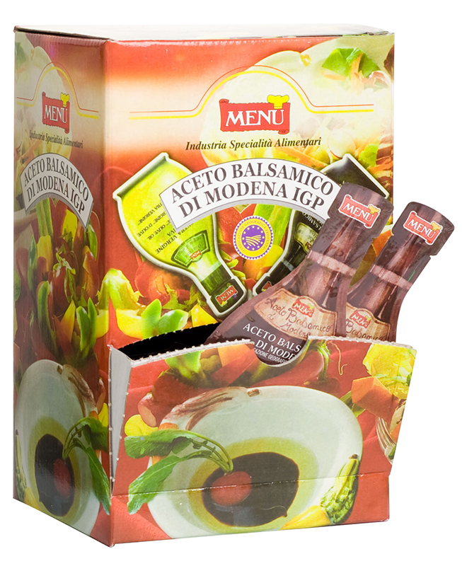 Espositore Aceto Balsamico di Modena I.G.P. - Display box of Balsamic Vinegar of Modena PGI) Single serving packets 5 ml