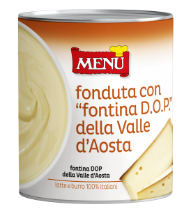 Fonduta con Fontina D.O.P. della Valle d’Aosta (Fondue à la Fontina D.O.P. du Val d'Aoste) Boîte 820 g poids net