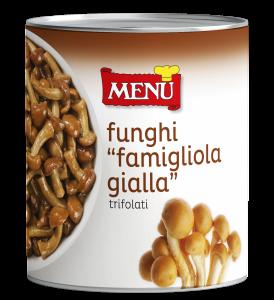 Funghi Famigliola gialla trifolati - Yellow Family mushrooms with garlic, oil and parsley Tin 800 g nt. wt.