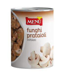 Funghi prataioli trifolati  - Button mushrooms with olive oil, garlic and parsley Tin 410 g nt. wt.