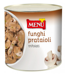 Funghi prataioli trifolati caminetto rosso - “Caminetto Rosso” Button mushrooms with olive oil, garlic and parsley Tin 2500 g nt. wt.