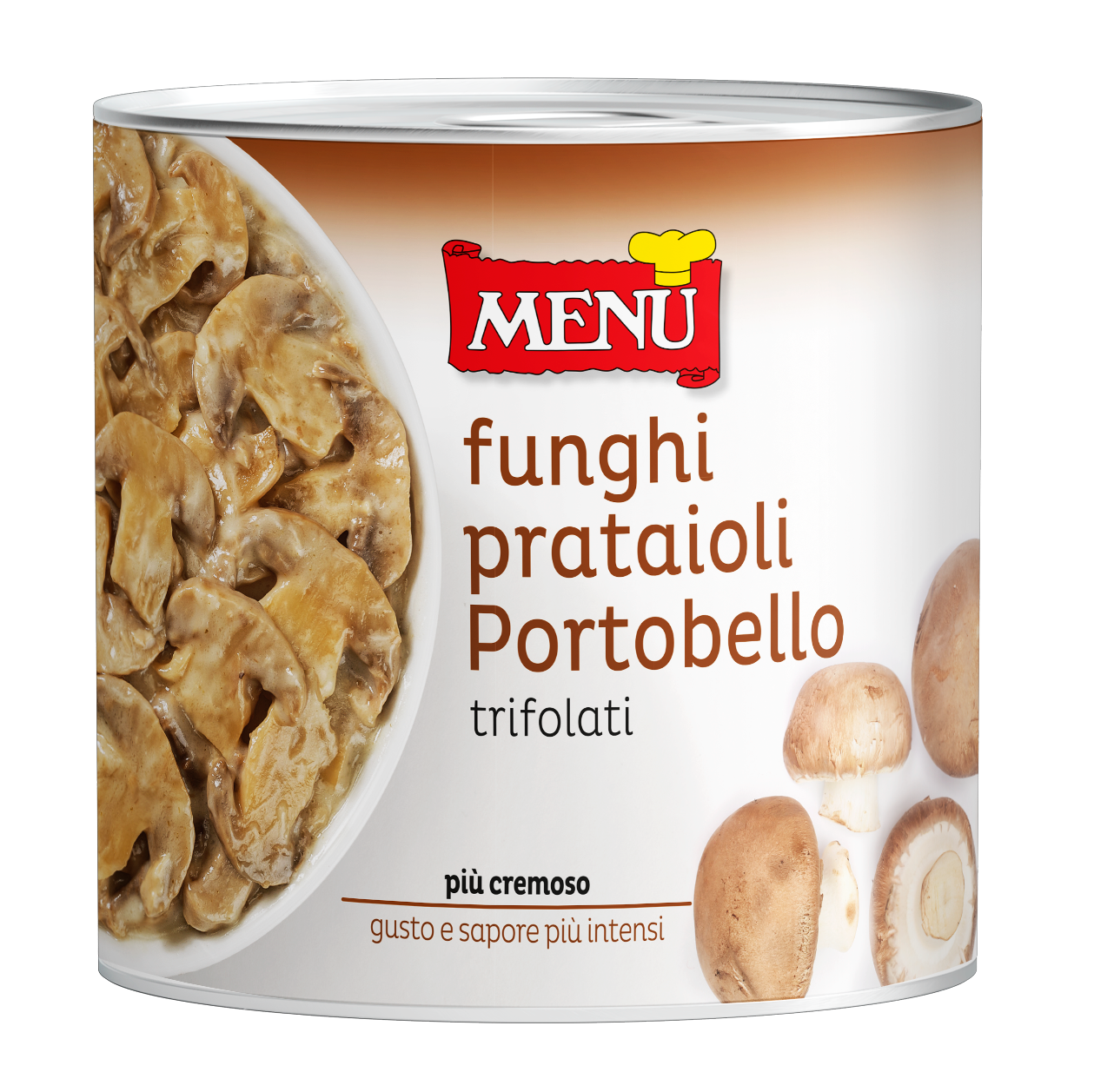Funghi Prataioli Portobello trifolati - Portobello button mushrooms Evolution Steel Box (ESB)  2500 g pn