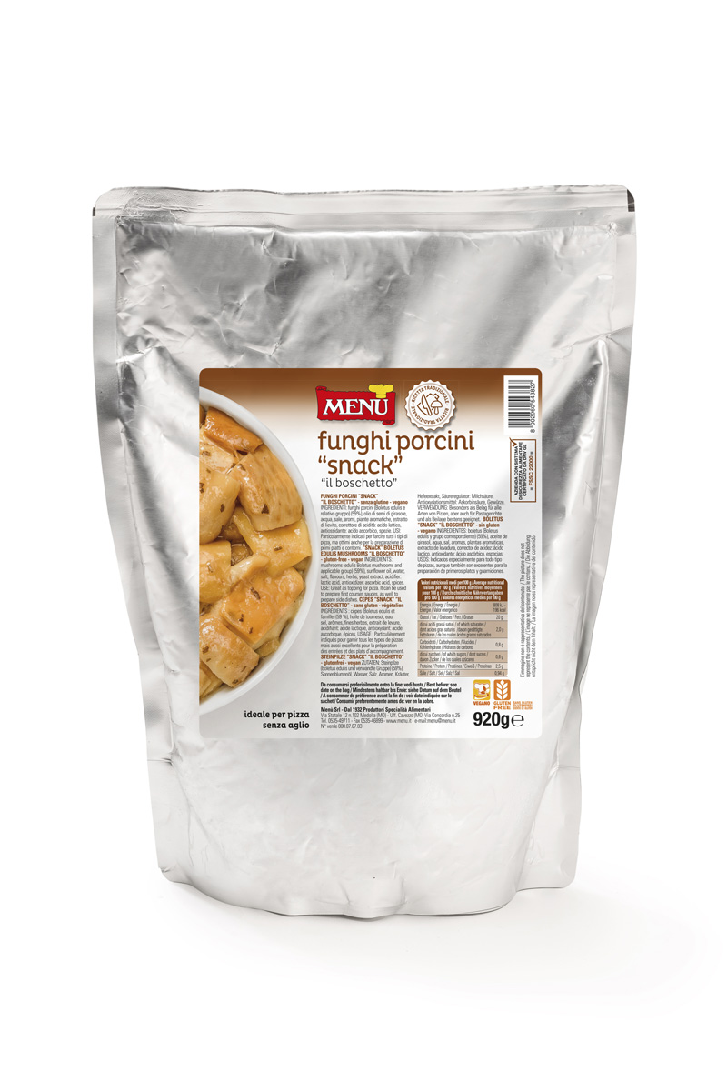 Funghi Porcini Snack „Boschetto“ (Steinpilze‑Snack) 920 g – Gesamtes verwendbares Produkt: 820 g