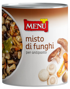 Misto di funghi per antipasto - Mixed mushrooms for appetisers Tin 800 g nt. wt.