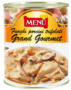 Funghi porcini trifolati Grand Gourmet - Grand Gourmet Porcini mushrooms with Olive Oil, Garlic and Parsley Tin 800 g nt. wt.