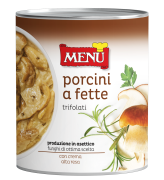 Porcini a fette trifolati in asettico - Sliced porcini mushrooms sauteed with olive oil, garlic and parsley processed under aseptic technology