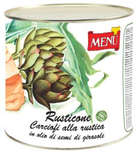 "Rusticone" carciofi alla rustica in olio di semi di girasole Lata de 2400 g p. n.