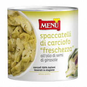 Spaccatelli di carciofo “freschezza” all’olio di semi - “Freschezza” artichoke quarters in sunflower seed oil Tin 2500 g nt. wt.