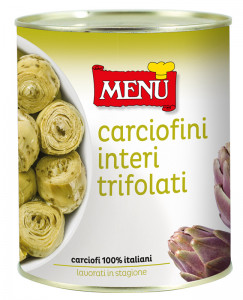 Carciofini trifolati interi (Petits artichauts entiers sautés à l'ail et au persil) Boîte 780 g poids net