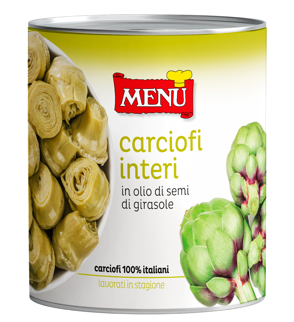 Carciofi interi in olio di semi di girasole - Whole artichokes in sunflower seeds oil Tin 780 g nt. wt.