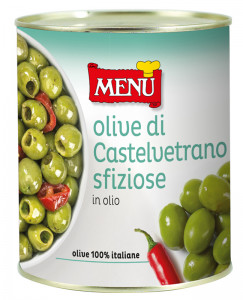 Olive di Castelvetrano sfiziose (Délicieuses olives Castelvetrano) Boîte 760 g poids net