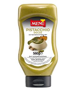 Pistacchio dolce con sale marino di Trapani IGP (Süße Pistaziencreme mit Meersalz aus Trapani g.g.A,) Top-Down-Flasche, Nettogewicht 560 g