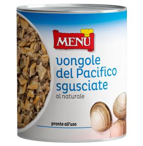 Vongole del Pacifico sgusciate al naturale (Geschälte Venusmuscheln aus dem Pazifik, natur) Dose, Nettogewicht 800 g