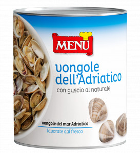 Unshelled Adriatic clams naturally preserved Tin 990 g nt. wt.