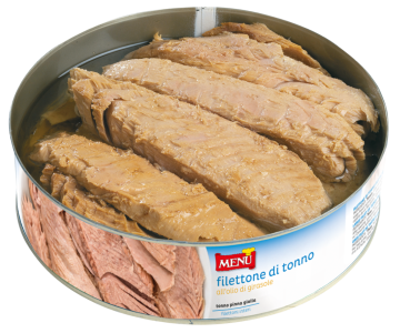 Filettone di tonno all’olio di semi di girasole Scat. 1800 g pn. Sgocc. 1350 g