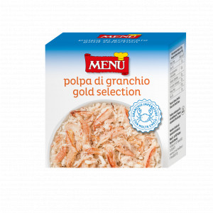 Polpa di Granchio Gold Selection (Carne de cangrejo «Selección oro») Lata de 150 g p. n.