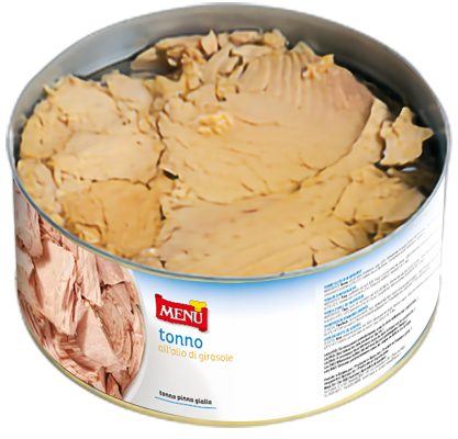 Tonno Yellowfin in olio di girasole (Atún claro en aceite de girasol) Lata de 1730 g p. n. Escurrido 1350 g