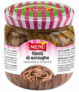 Filetti di Acciughe (Filetes de anchoa) Tarro de cristal de 820 g p. n. Escurrido 560 g