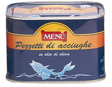 Pezzetti di Acciughe in olio di girasole (Anchois en morceaux à l'huile de tournesol)
