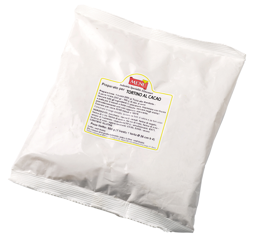 Preparato per tortino al cacao (Préparation pour petit gâteau au cacao) Sachet en film polylaminé 890 g poids net