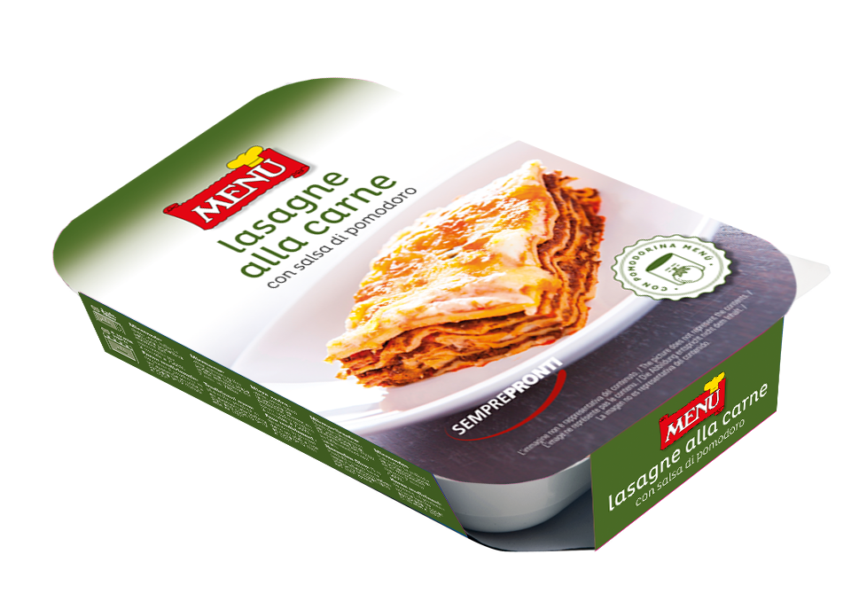 Lasagne al ragù di carne con Pomodorina -Lasagne with meat ragout and Pomodorina sauce Tub 350 g nt. wt.