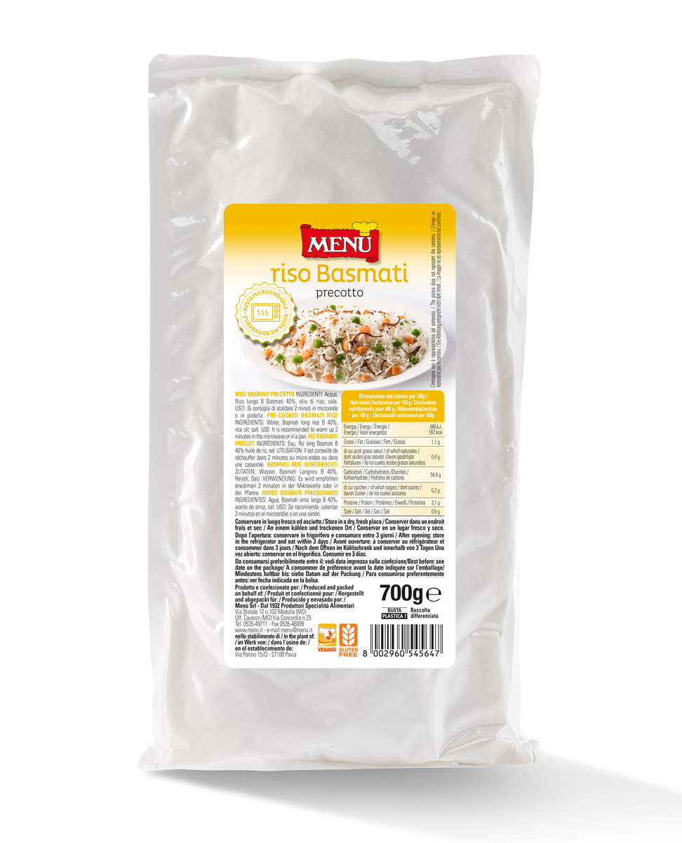 Riso basmati precotto - Pre-Cooked Basmati Rice Bag 700 g nt. wt