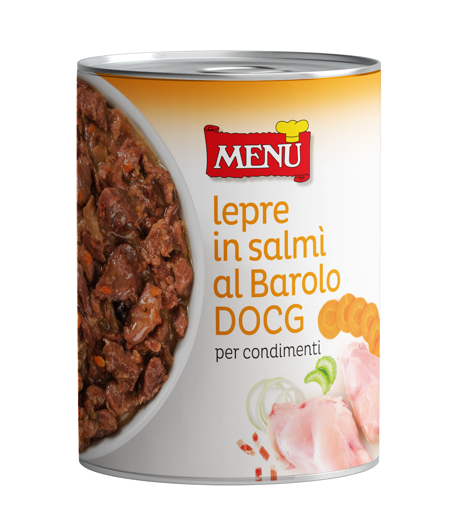 Lepre in salmì al Barolo D.O.C.G. per condimenti  - Jugged hare ragout with Barolo D.O.C.G. Tin 410 g nt. wt.