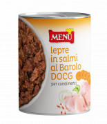 Lepre in salmì al Barolo D.O.C.G. per condimenti (Liebre en salmis al vino Barolo D.O.C.G. para condimentar)