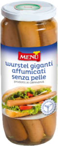 Würstel giganti affumicati senza pelle (Salchichas Frankfurt gigantes sin piel) Tarro de cristal de 1030 g p. n.