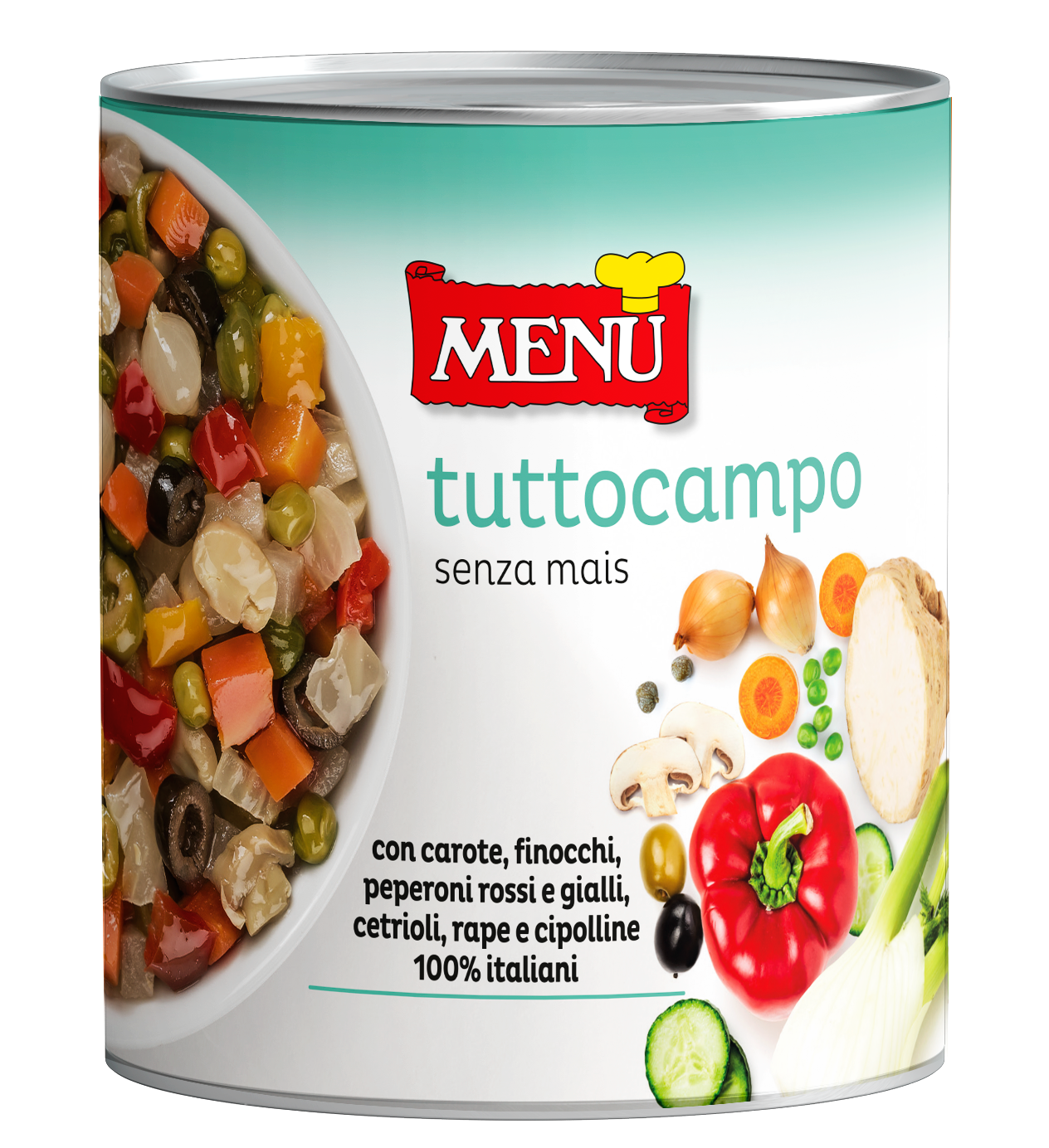 Tuttocampo (senza mais) - Tuttocampo Vegetables (without sweet corn) Tin 830 g nt. wt.