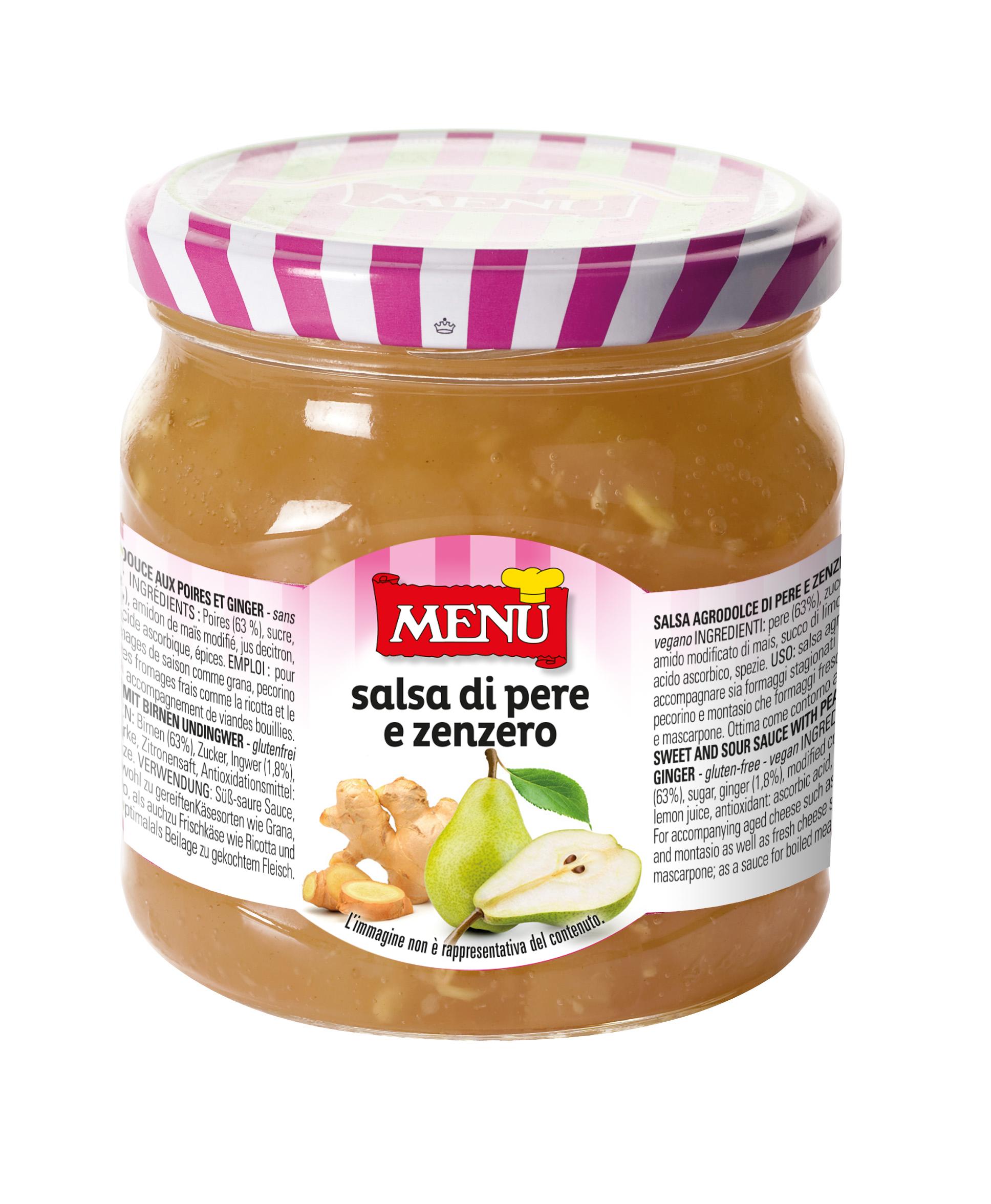 Salsa di Pere e zenzero – Pear and ginger sauce Glass jar 450 g nt. wt.