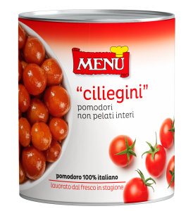 "Ciliegini" pomodori non pelati interi – Cherry tomatoes Tin 800 g nt. wt.