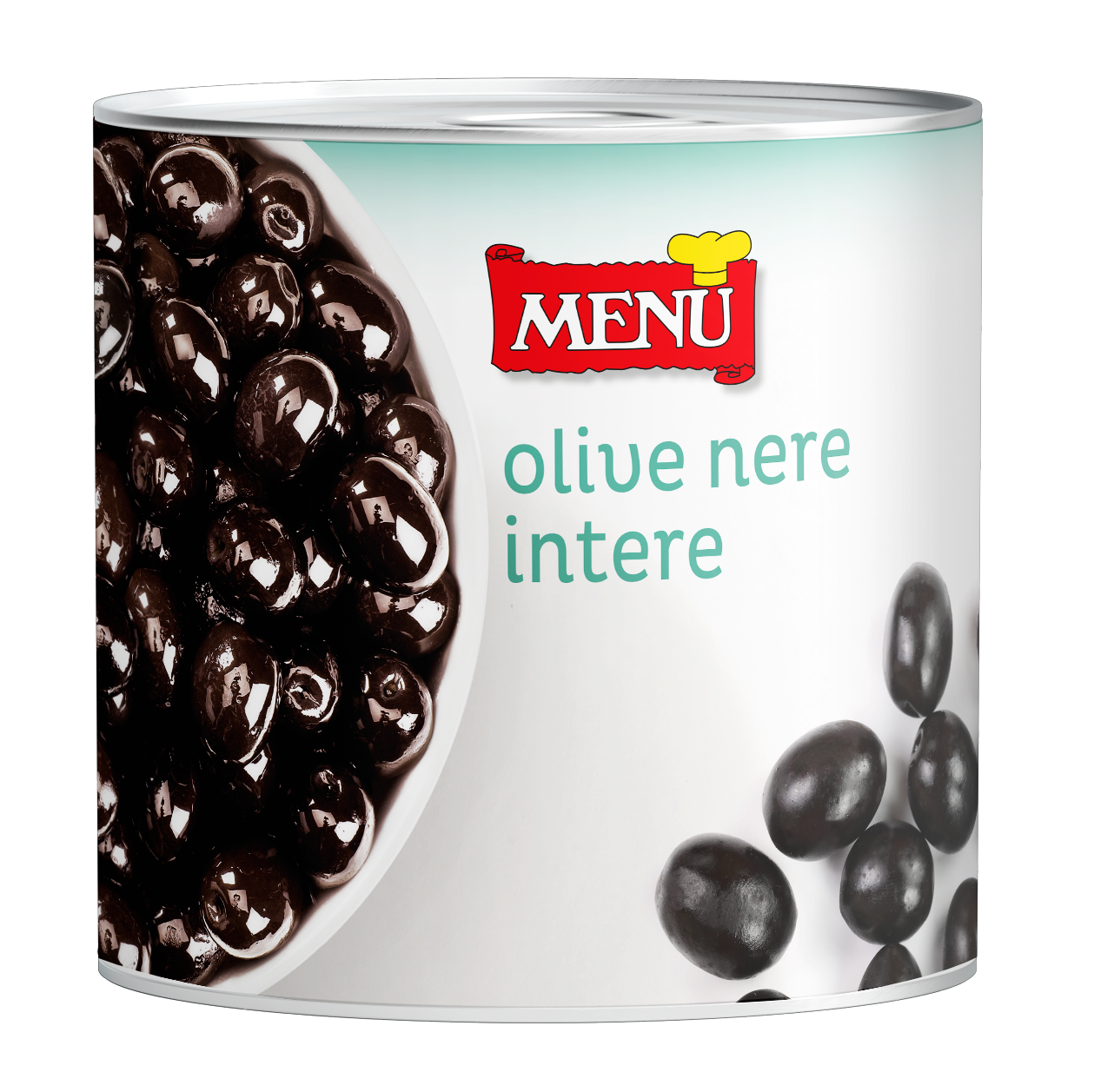 Olive nere intere - Whole black olives Tin 3000 g nt. wt.  (drained 1870 g)