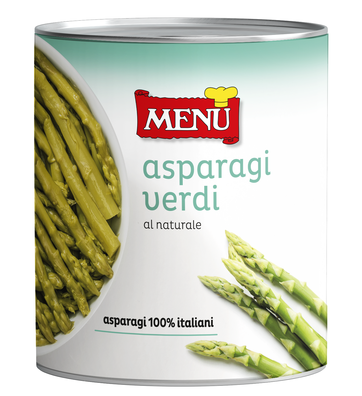 Punte di asparagi verdi lessate - Boiled Green Asparagus Tips Tin 900 g nt. wt.