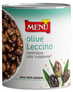Olive Leccino „alla calabrese“ (Italienische Oliven auf kalabrische Art) Dose, Nettogewicht 850 g