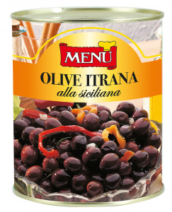 Olive Itrana “alla siciliana”- Itrana Olives “Sicilian Style” Tin 830 g nt. wt.