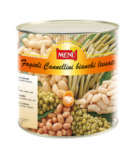 Fagioli cannellini lessati (Haricots cannellini bouillis) Boîte 2 600 g poids net